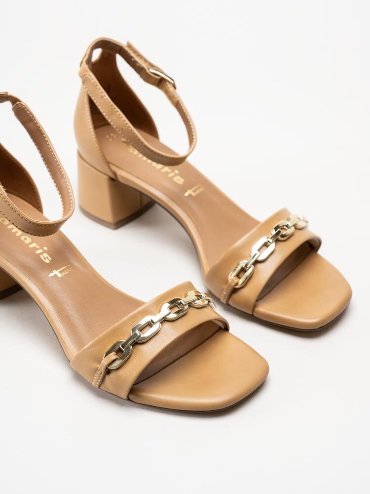 Tamaris - Ljusbruna sandaletter i skinnimitation