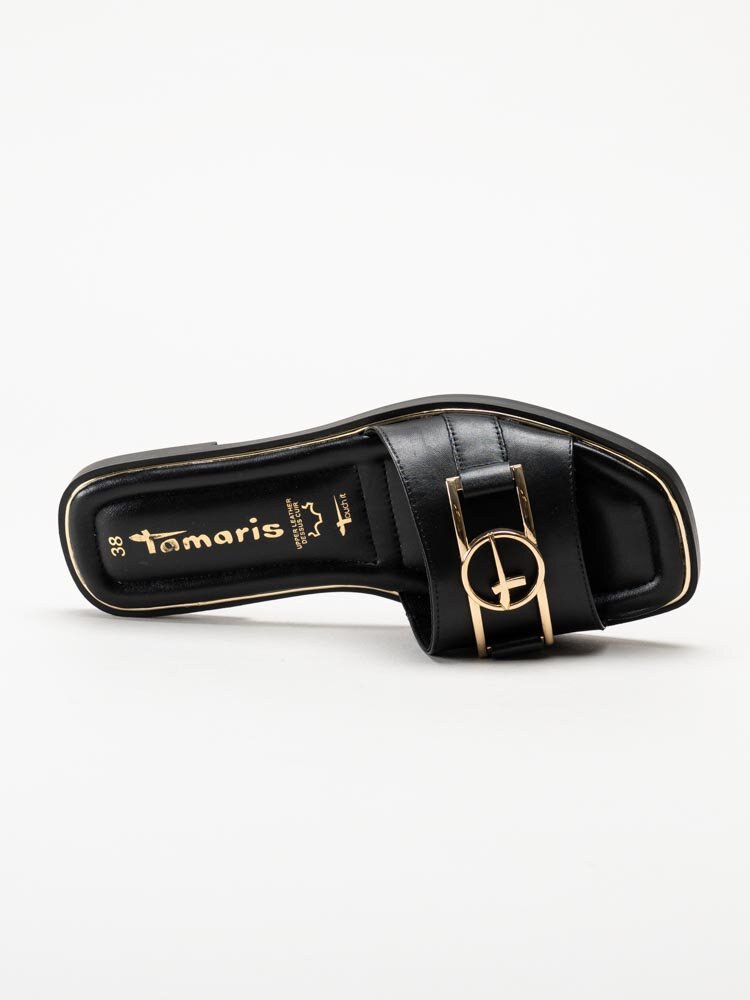 Tamaris - Svarta slip in sandaler i skinn