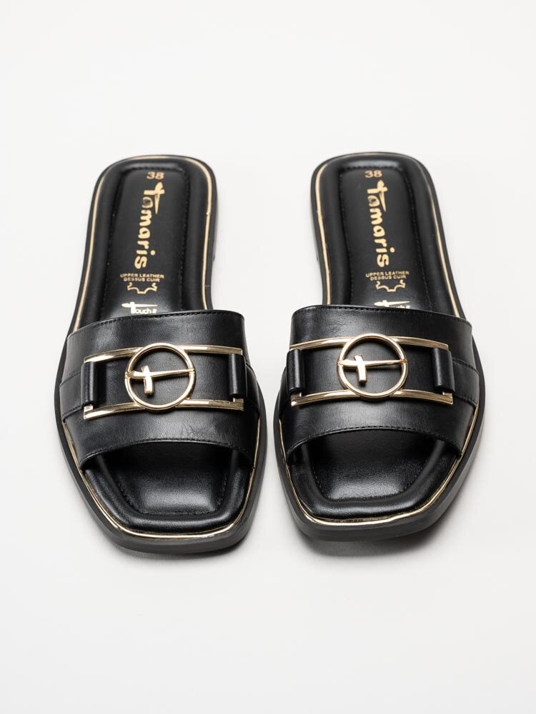 Tamaris - Svarta slip in sandaler i skinn