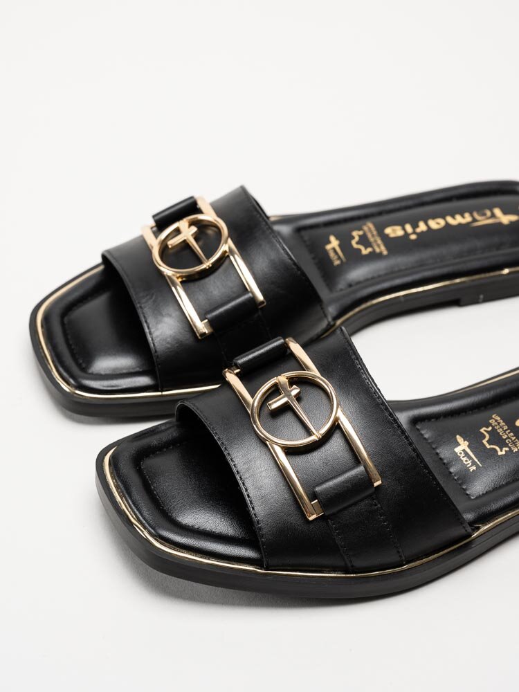 Tamaris - Svarta slip in sandaler i skinn