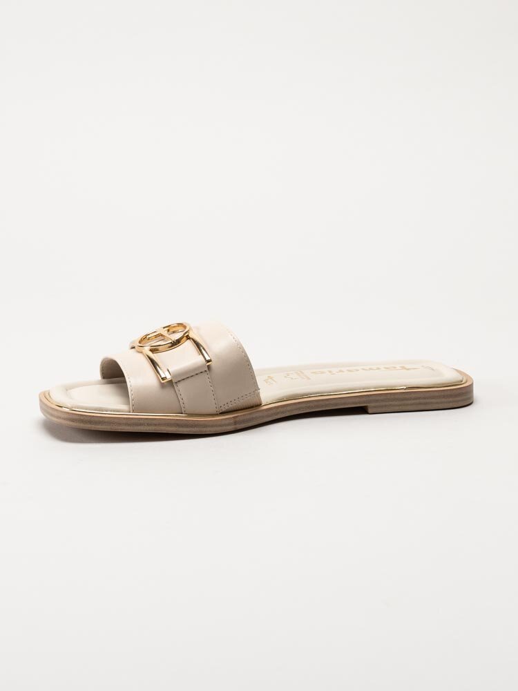 Tamaris - Beige slip in sandaler i skinn