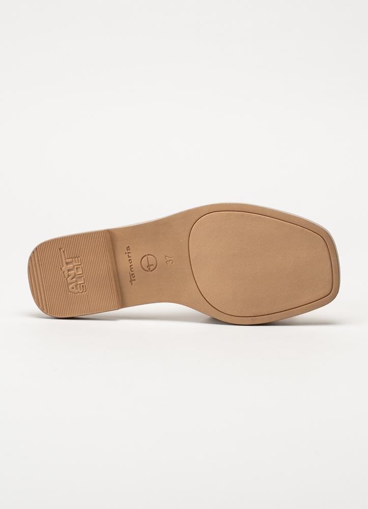 Tamaris - Beige slip in sandaler i skinn