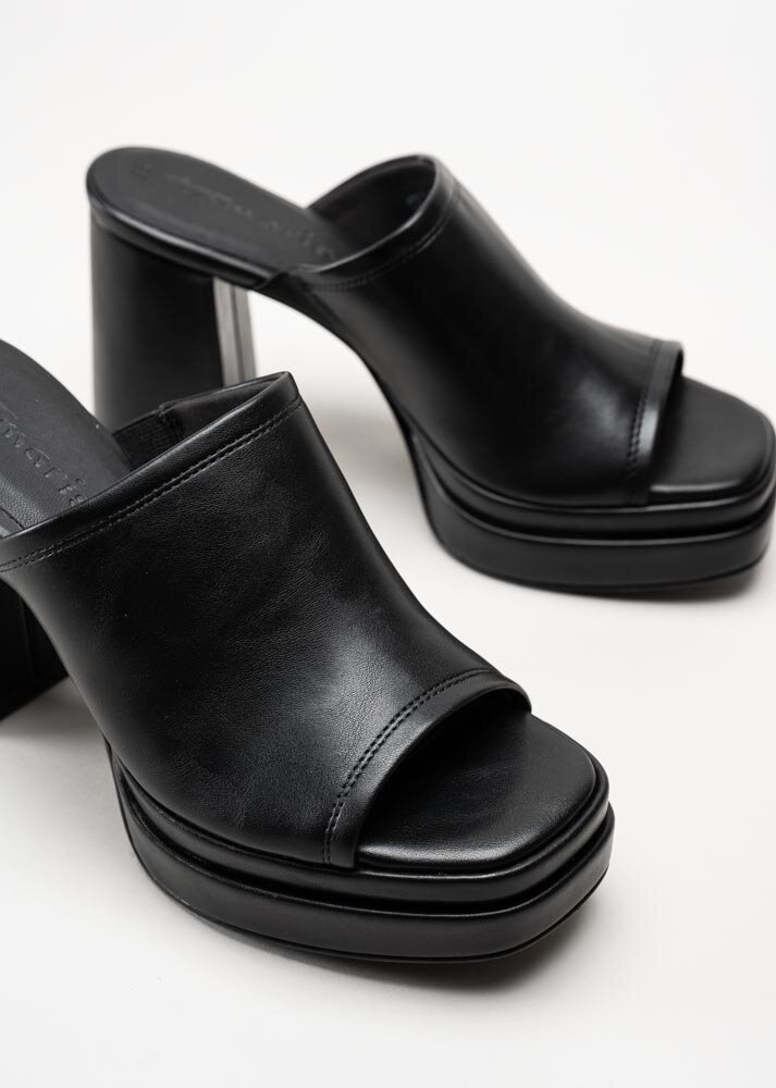 Tamaris - Svarta slip in sandaletter med platå