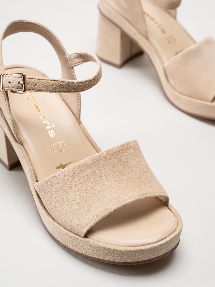 Tamaris - Beige sandaletter i mocka