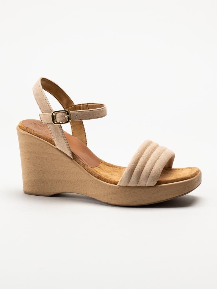 Unisa - RABASA_KS - Beige kilklackade sandaletter i mocka