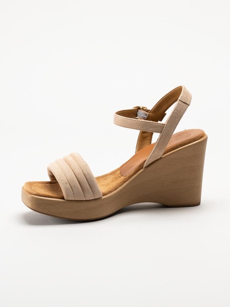 Unisa - RABASA_KS - Beige kilklackade sandaletter i mocka