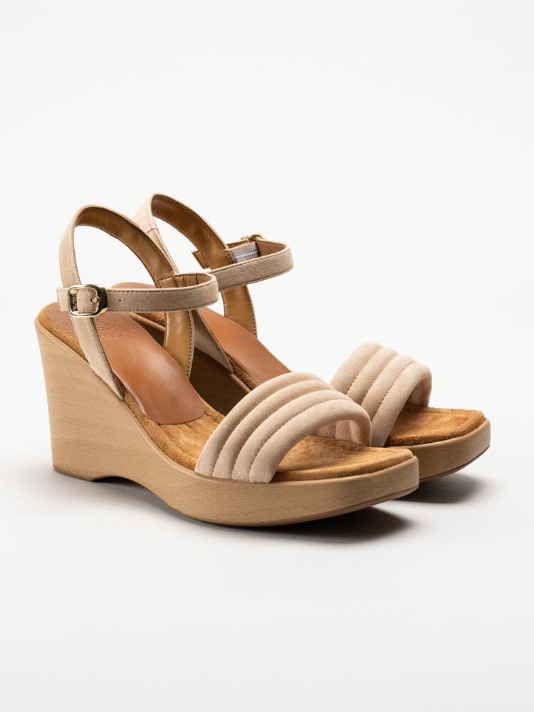 Unisa - RABASA_KS - Beige kilklackade sandaletter i mocka