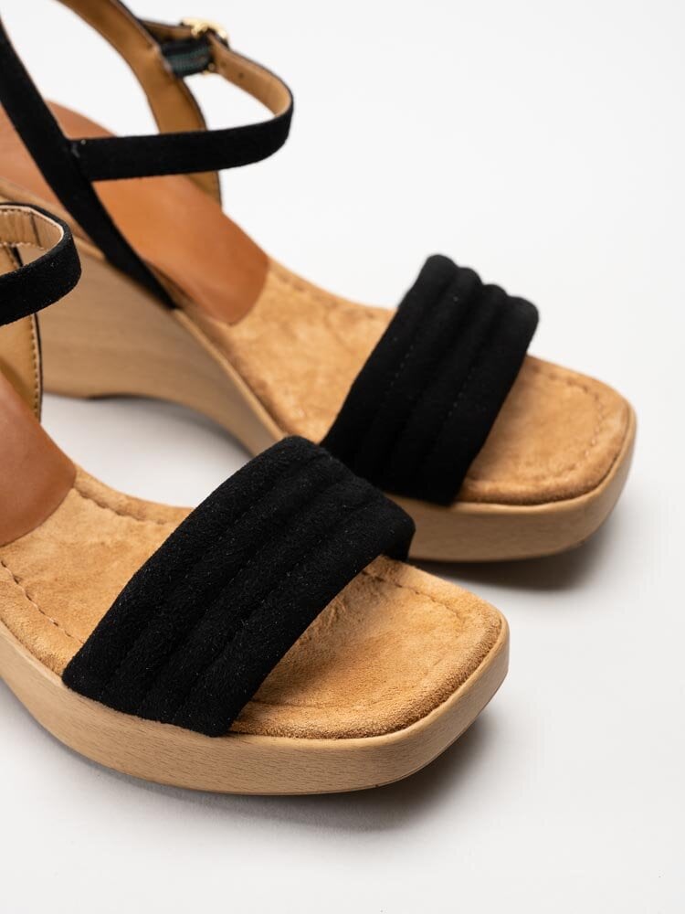 Unisa - RABASA_KS - Svarta kilklackade sandaletter i mocka