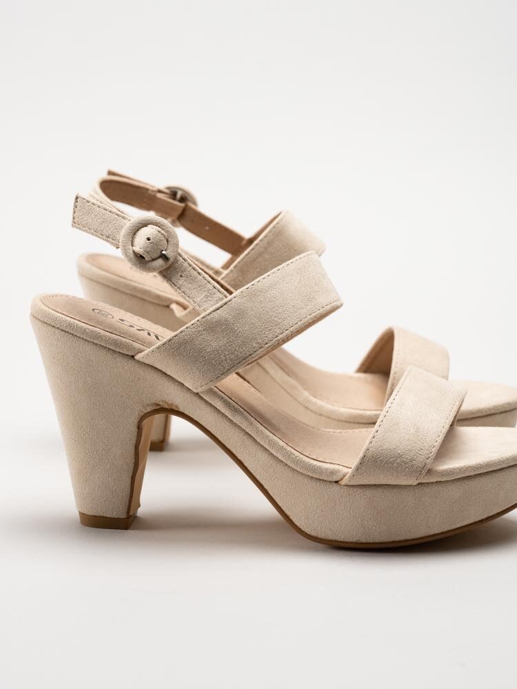 Savita - Beige platåsandaletter i textil