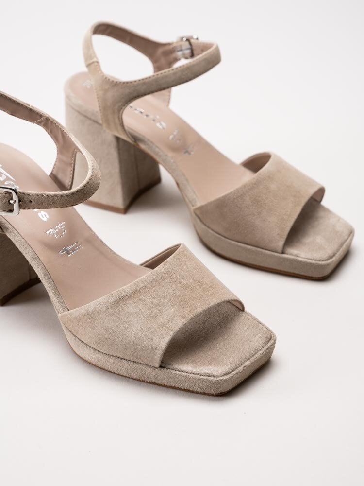 Tamaris - Beige sandaletter i mocka