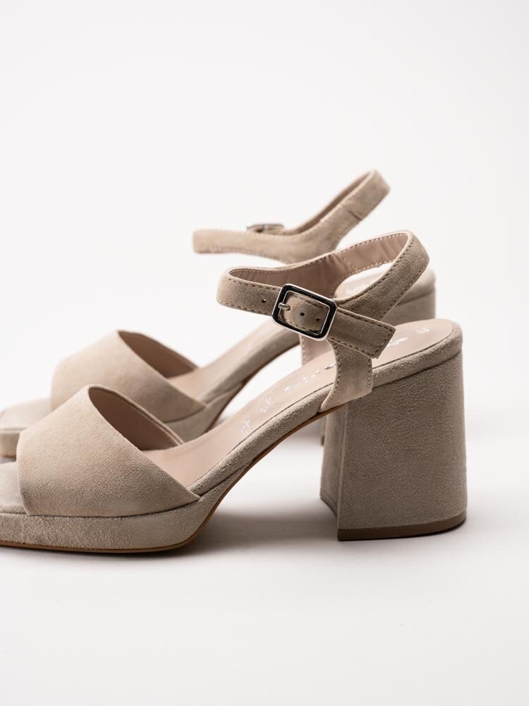 Tamaris - Beige sandaletter i mocka