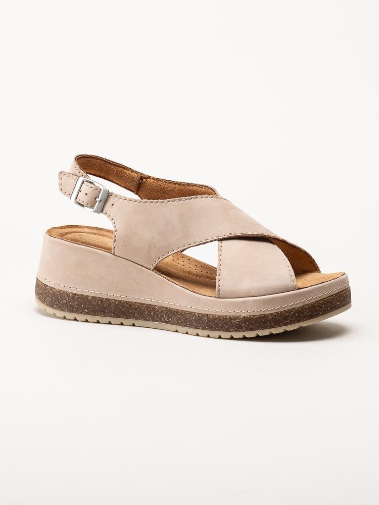 Clarks - Kassanda Step - Beige sandaler i nubuck