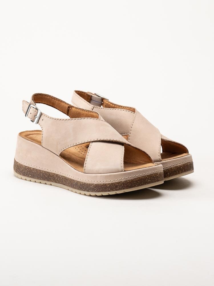 Clarks - Kassanda Step - Beige sandaler i nubuck