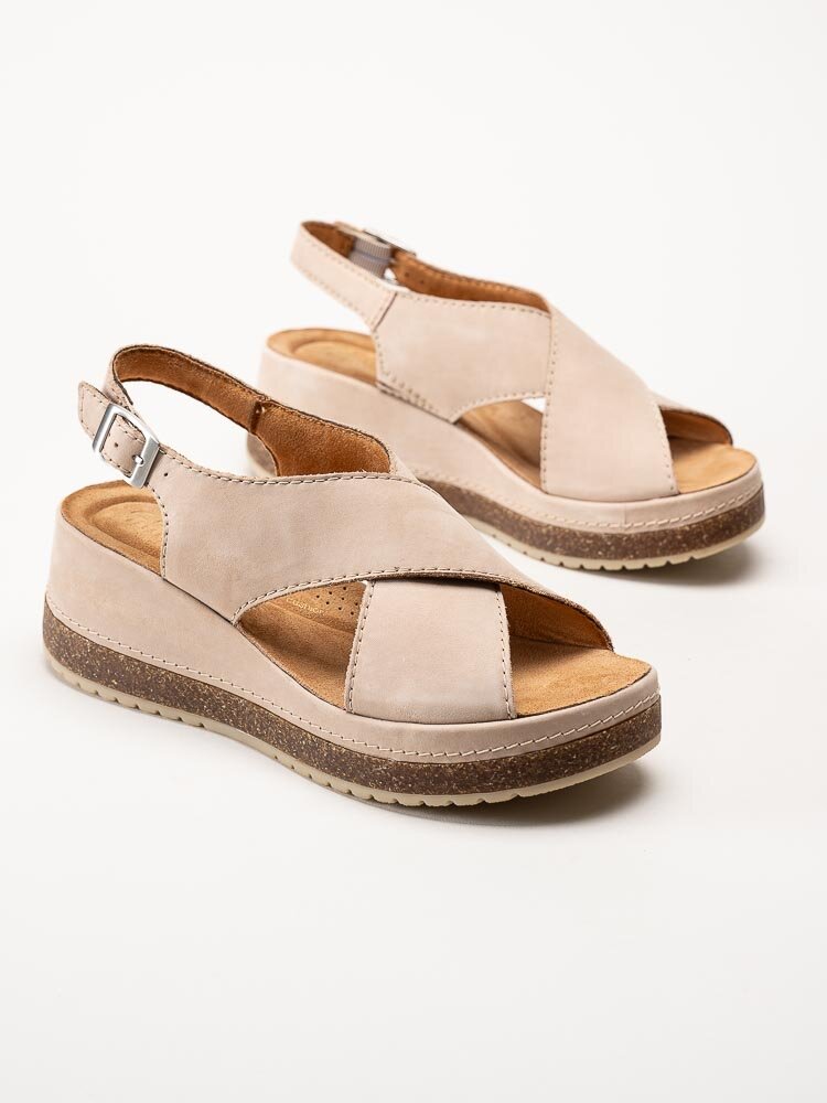 Clarks - Kassanda Step - Beige sandaler i nubuck