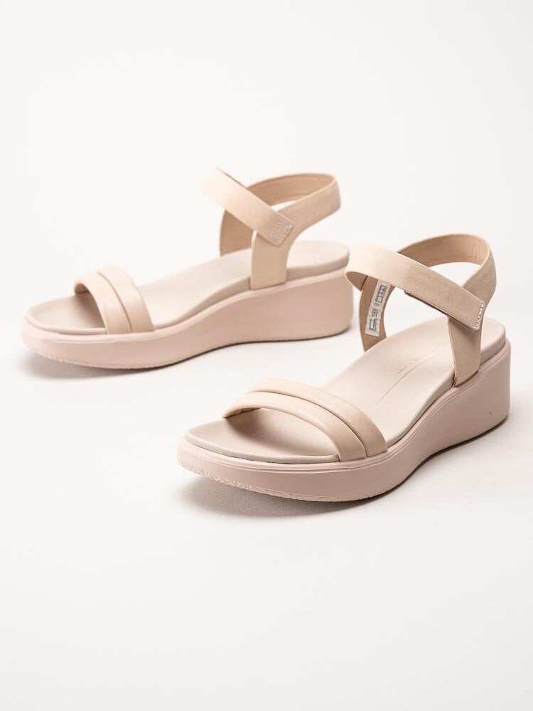 Ecco - Flowt W Wedge - Rosa sandaler i skinn