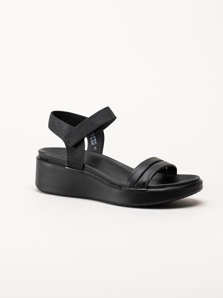 Ecco - Flowt W Wedge - Svarta sandaler i skinn