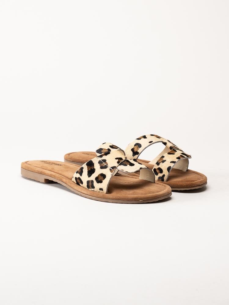 Ilse Jacobsen - Vera1004 - Leopardmönstrade slip in sandaler i skinn