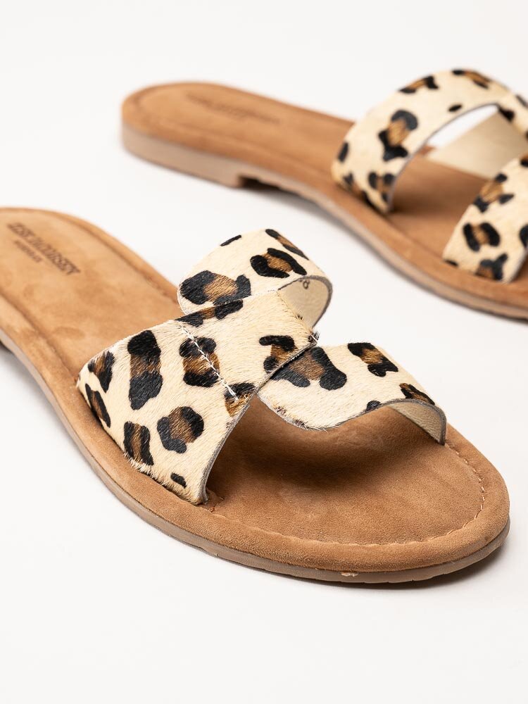 Ilse Jacobsen - Vera1004 - Leopardmönstrade slip in sandaler i skinn