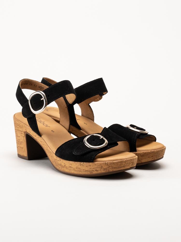 Gabor - Svarta sandaletter i mocka