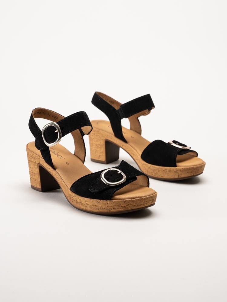 Gabor - Svarta sandaletter i mocka