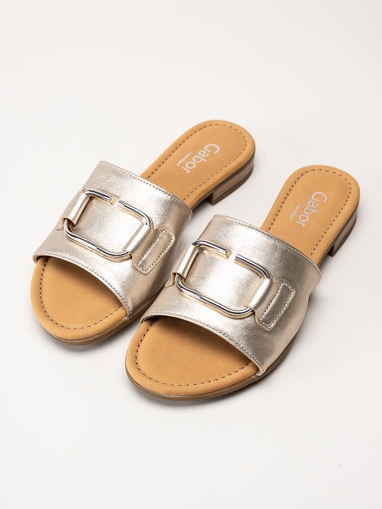 Gabor - Guldmetallic slip in sandaler i skinn