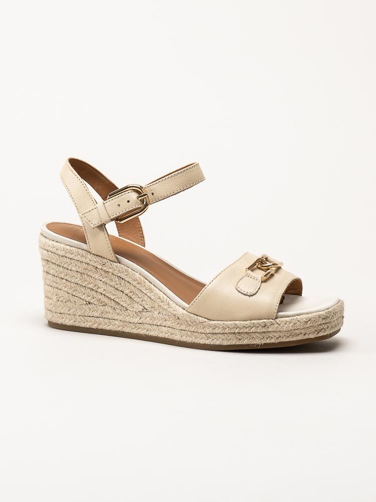 Geox - D Panarea C - Beige kilklackade sandaletter i skinn