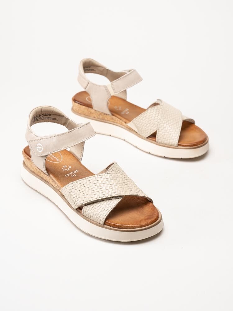 Tamaris Comfort - Ljusbeige sandaler med kilklack