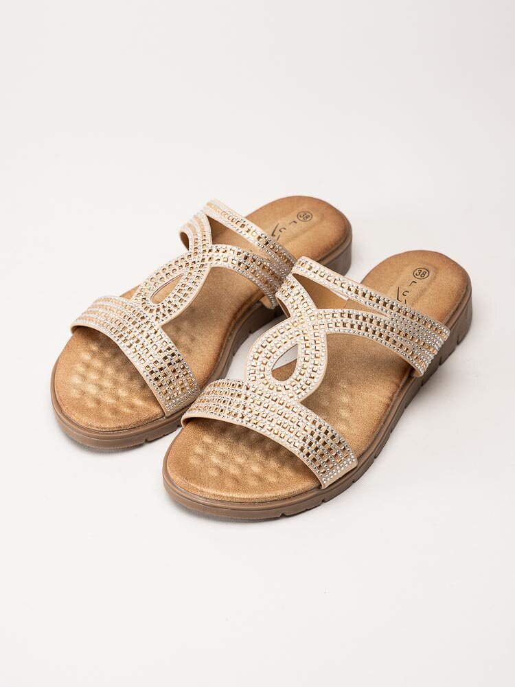 Lunar - 246Schavez - Beige slip in sandaler med strass