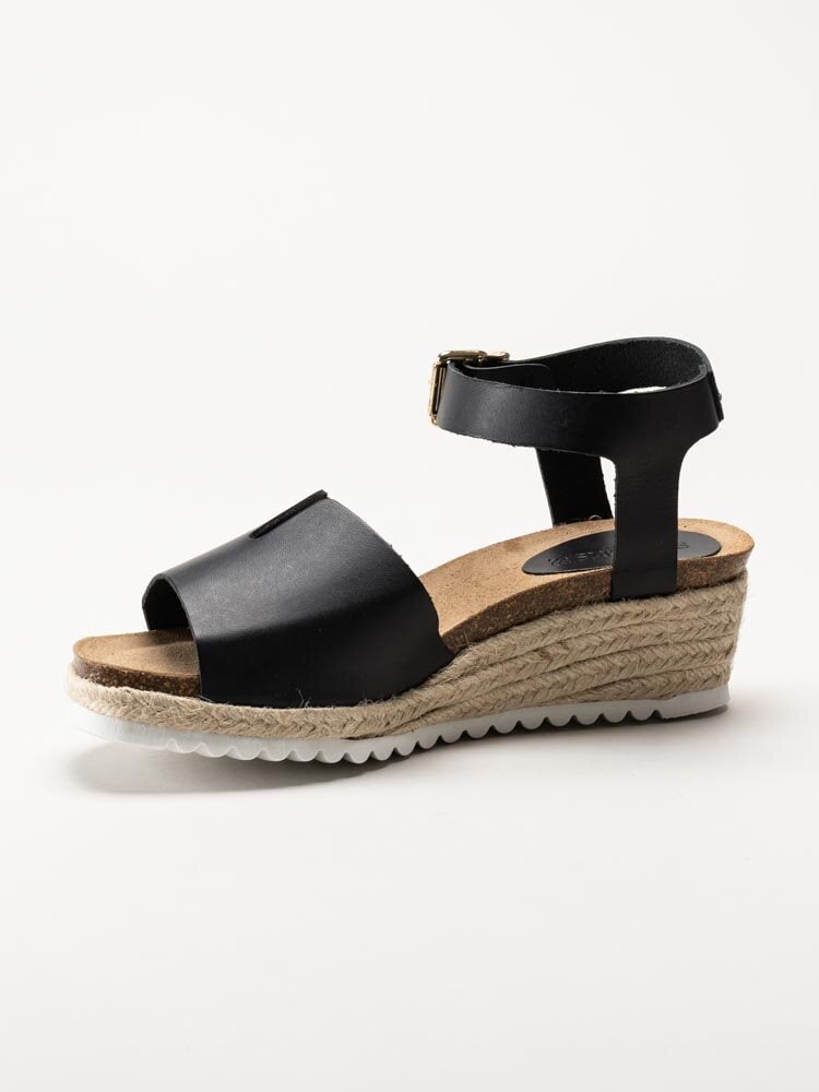 Sweeks - Ingrid - Svarta kilklackade sandaletter i skinn