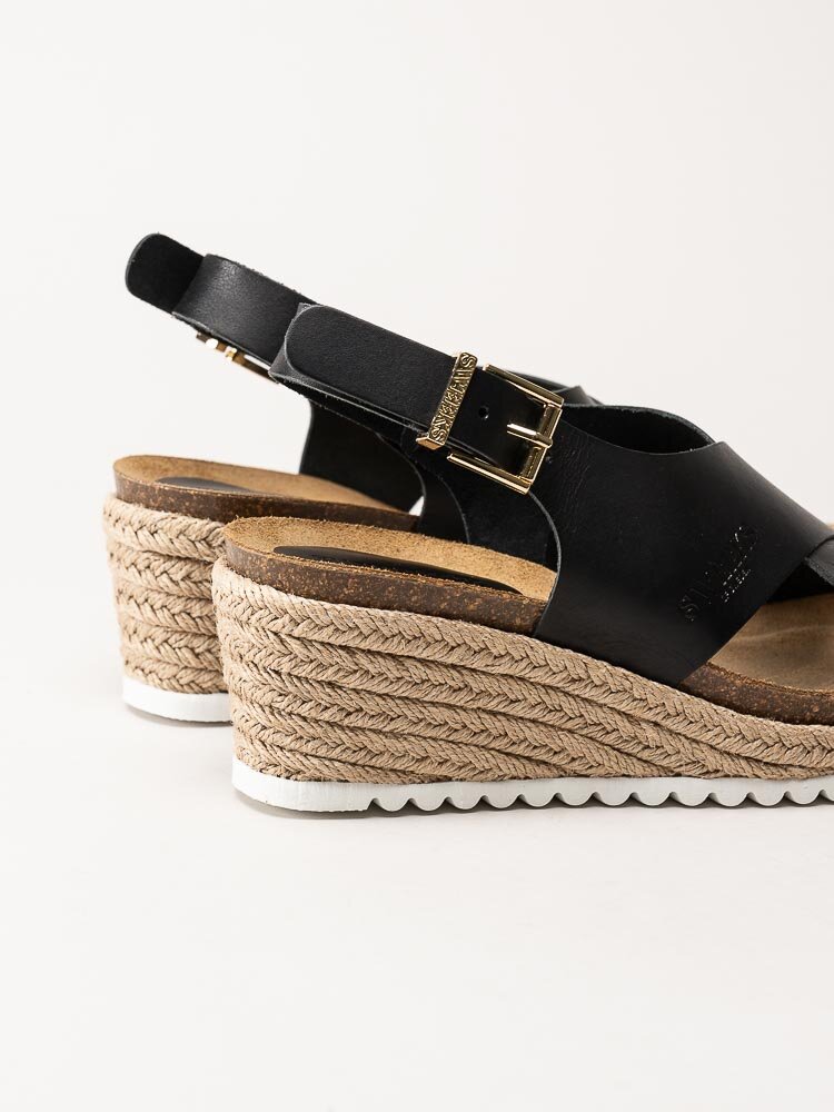 Sweeks - Selma - Svarta kilklackade sandaletter i skinn