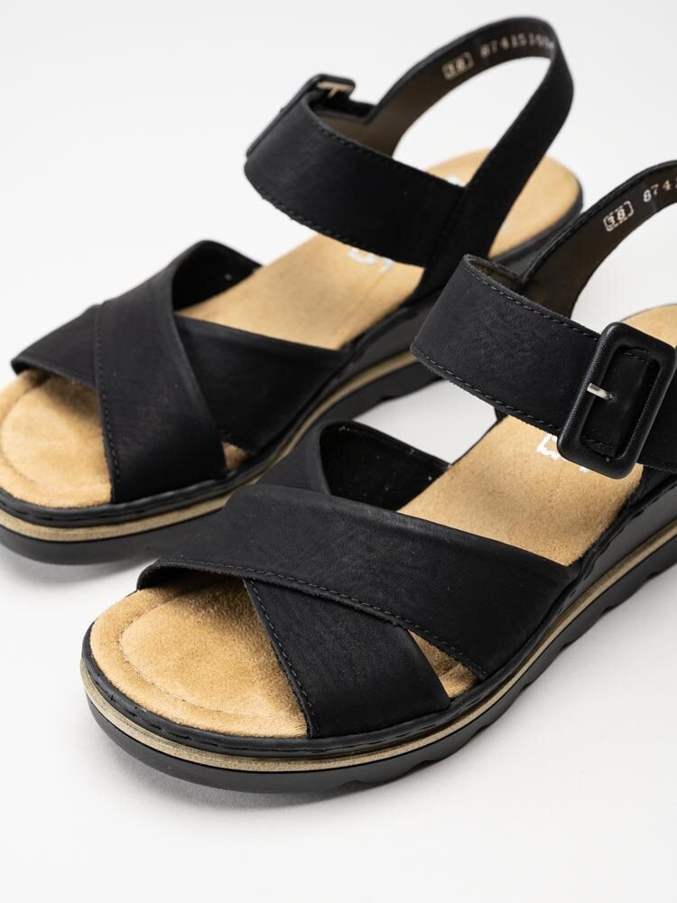 Rieker - Svarta kilklackade sandaletter
