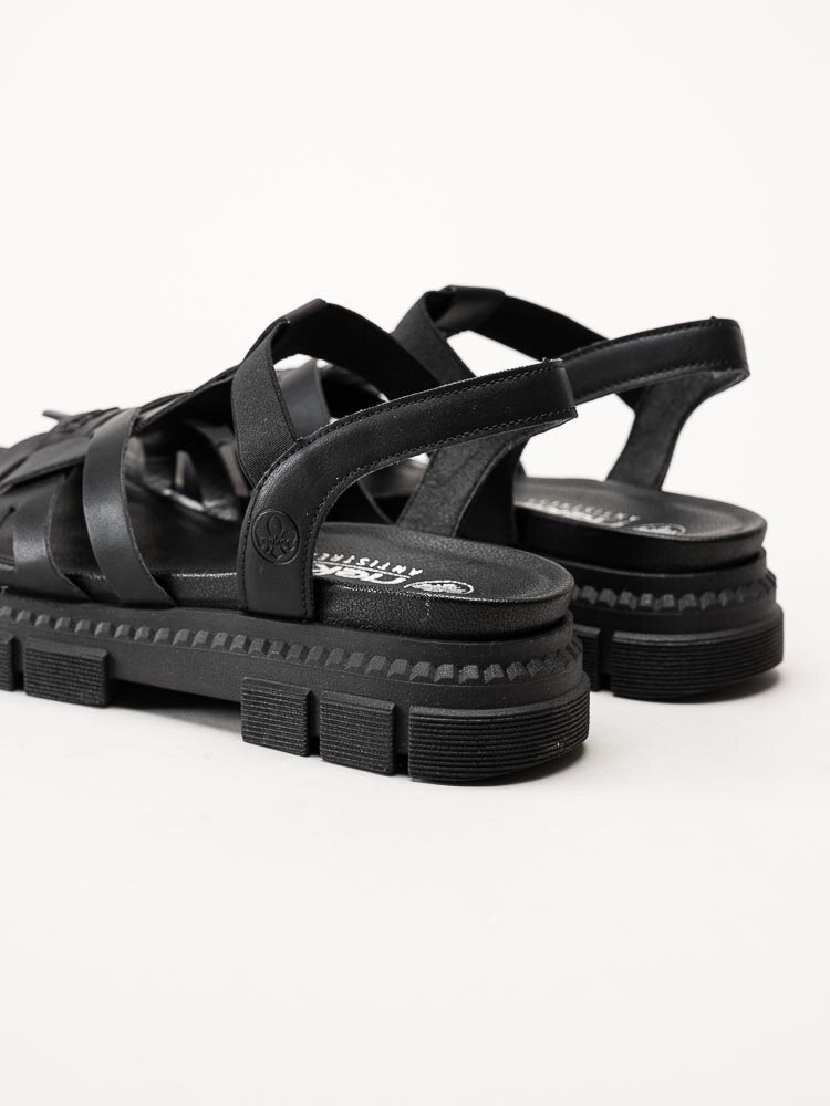 Rieker - Svarta sandaler i skinnimitation