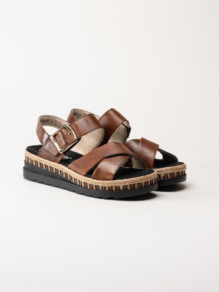 Rieker - Bruna sandaler i skinn