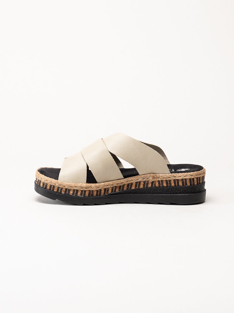 Rieker - Beige slip in sandaler i skinnimitation