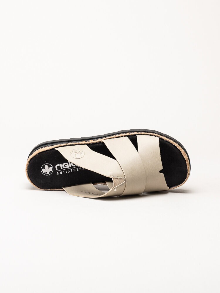 Rieker - Beige slip in sandaler i skinnimitation