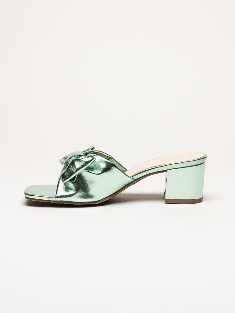 Duffy - Grönmetallic mules i skinnimitation