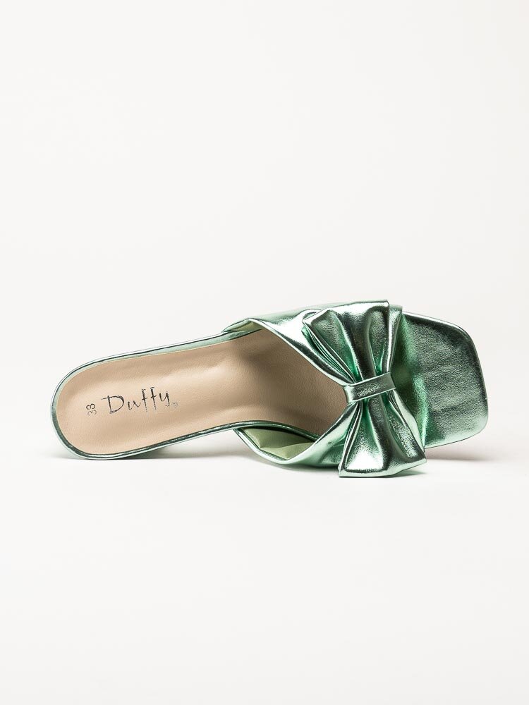 Duffy - Grönmetallic mules i skinnimitation