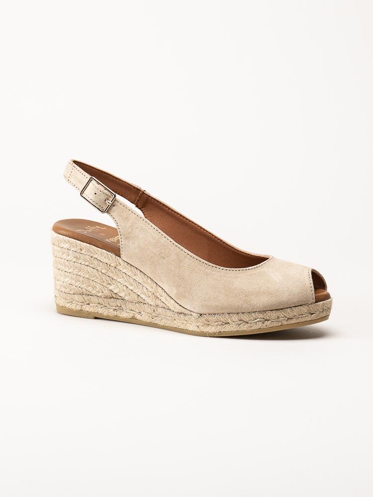 Duffy - Beige kilklackade sandaletter i mocka