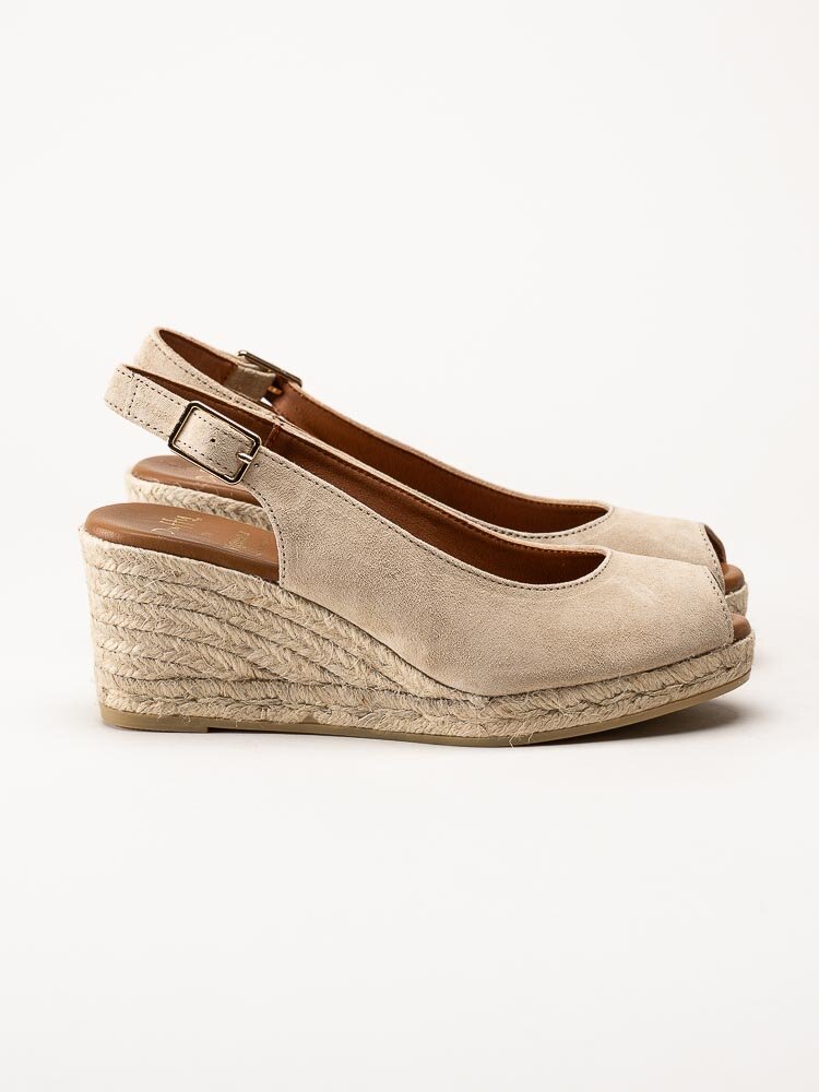 Duffy - Beige kilklackade espadriller i mocka