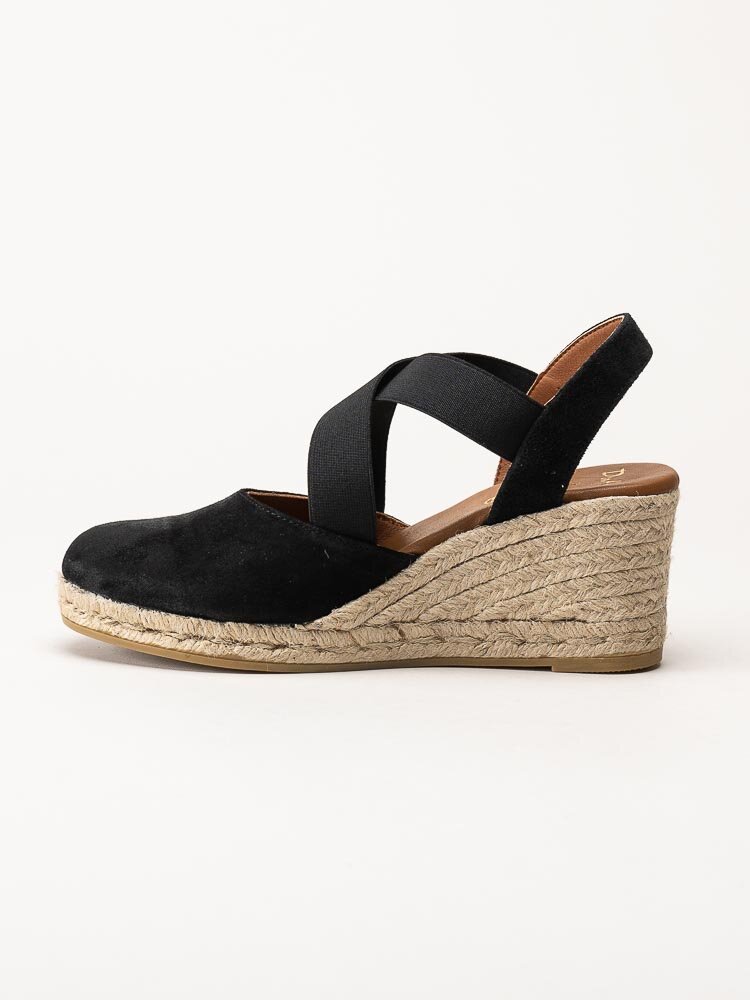 Duffy - Svarta kilklackade espadrillos i mocka