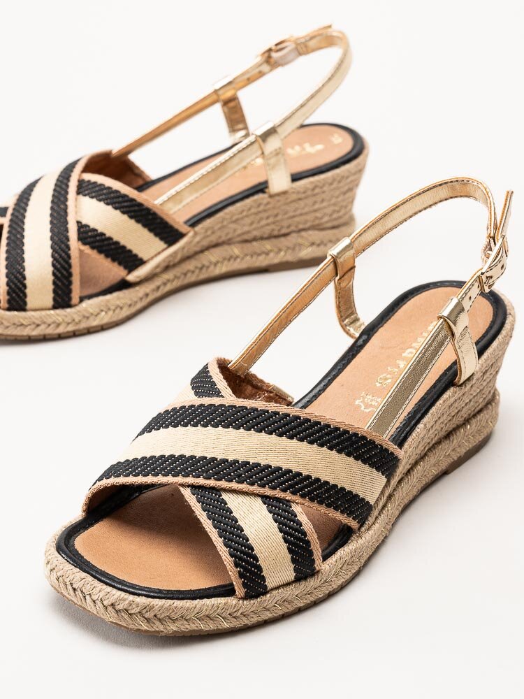 Tamaris - Randiga kilklackade espadrillos i textil