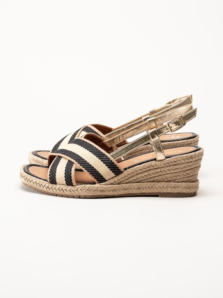 Tamaris - Randiga kilklackade espadrillos i textil