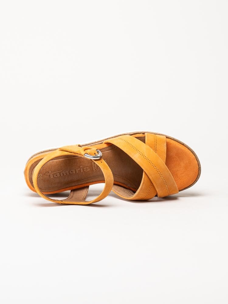 Tamaris - Orange sandaler med kilklack