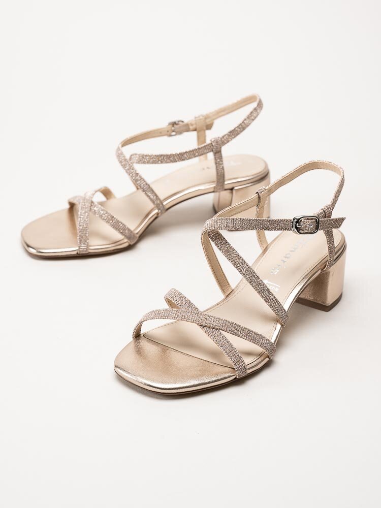 Tamaris - Rose metallic sandaletter med glitterremmar