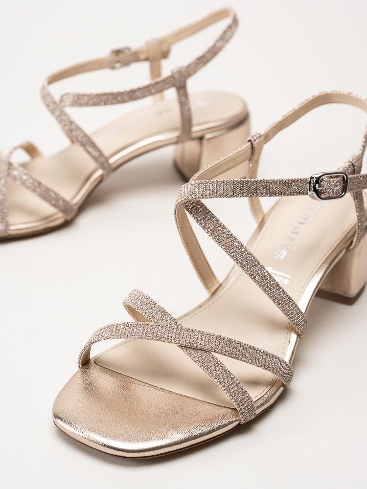 Tamaris - Rose metallic sandaletter med glitterremmar