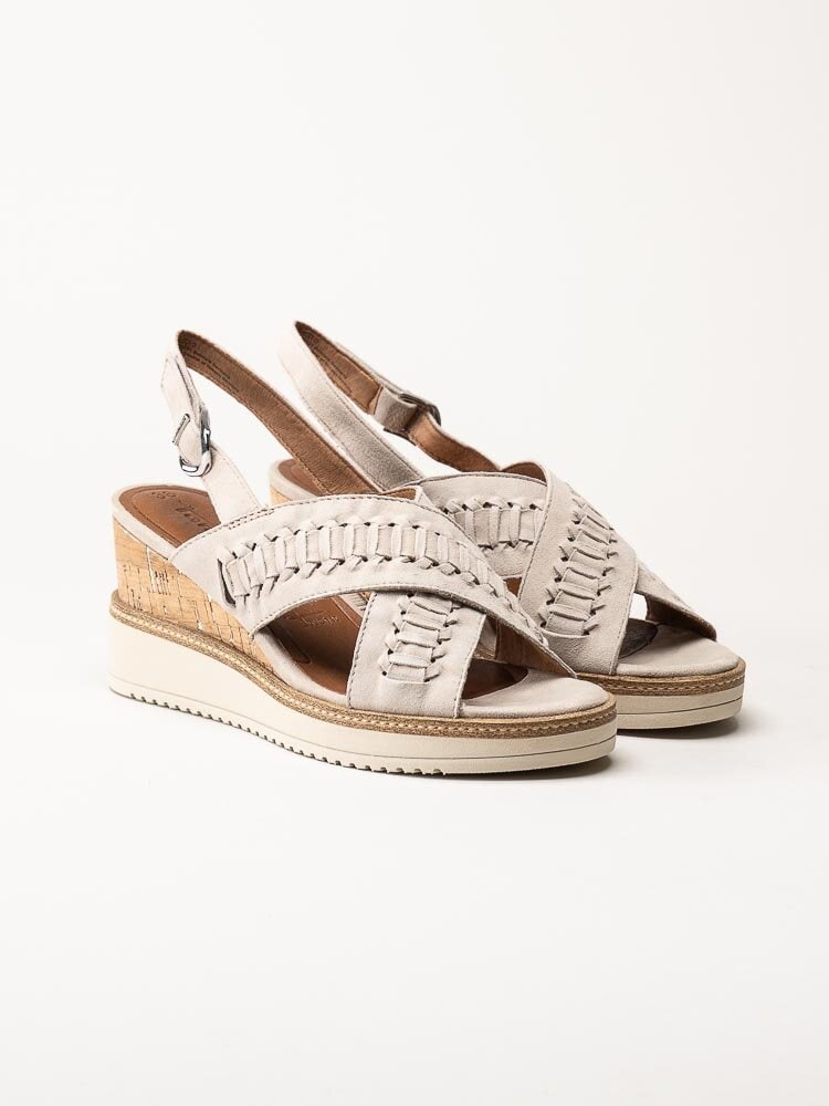 Tamaris - Beige sandaletter med kilklack