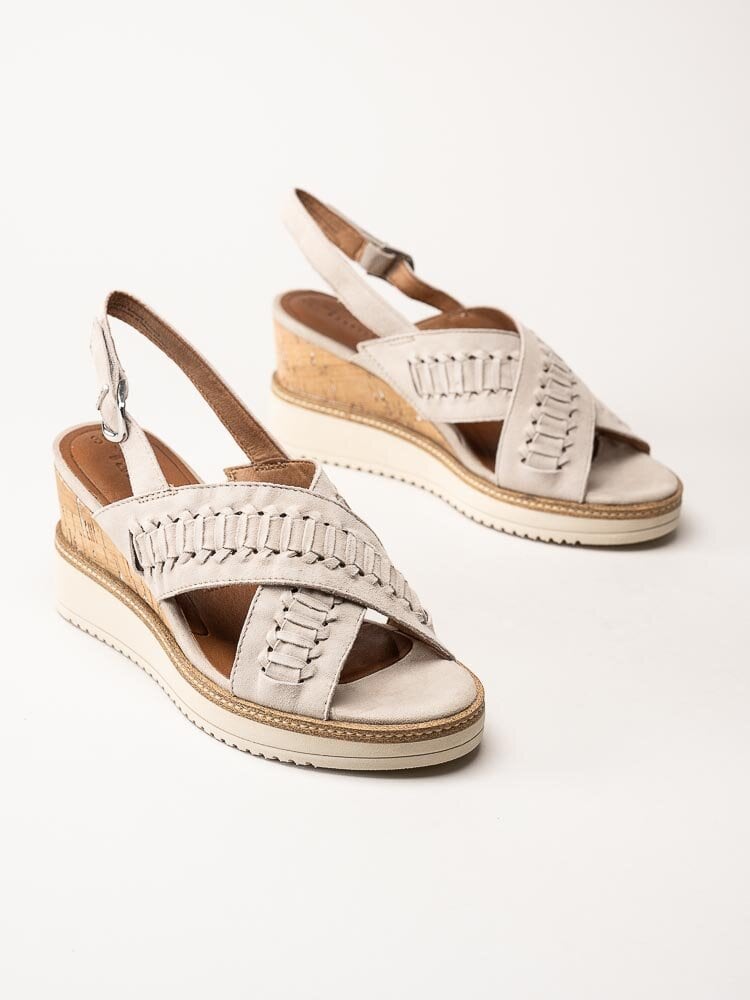 Tamaris - Beige sandaletter med kilklack