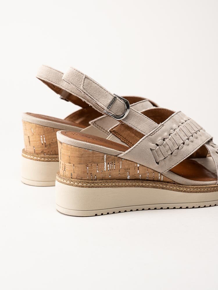 Tamaris - Beige sandaletter med kilklack