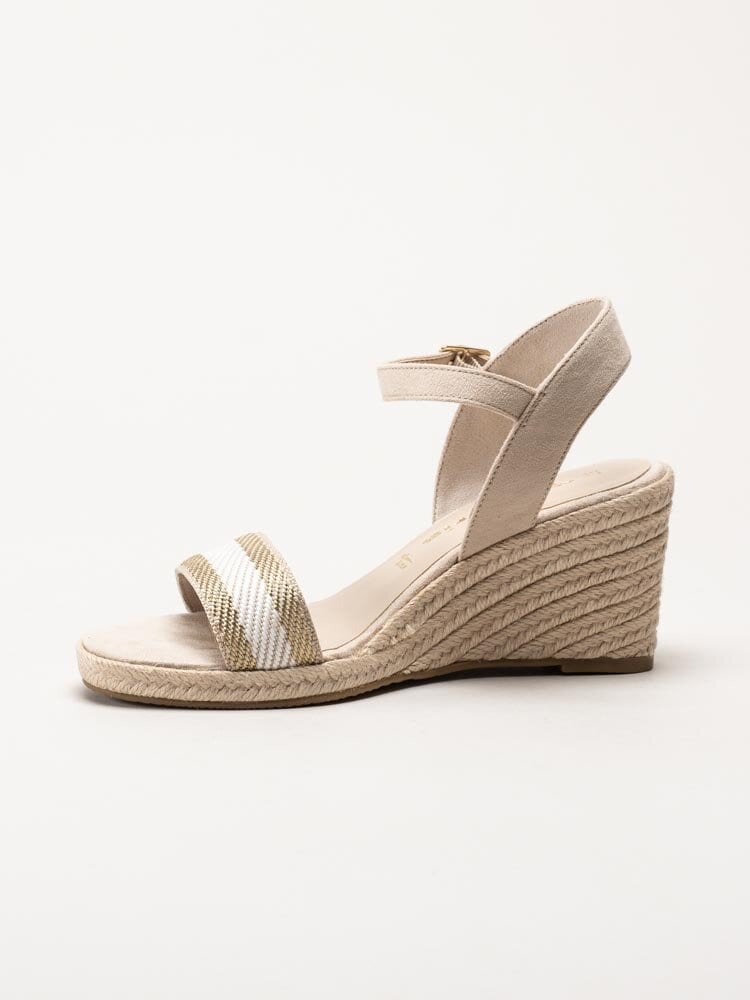 Tamaris - Beige kilklackade espadrillos i textil