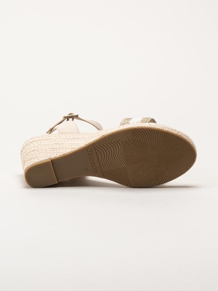 Tamaris - Beige kilklackade espadrillos i textil